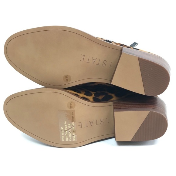 1. State Animal Print Leather Block Heel Booties Women’s Size 8 Statement - Picture 10 of 11